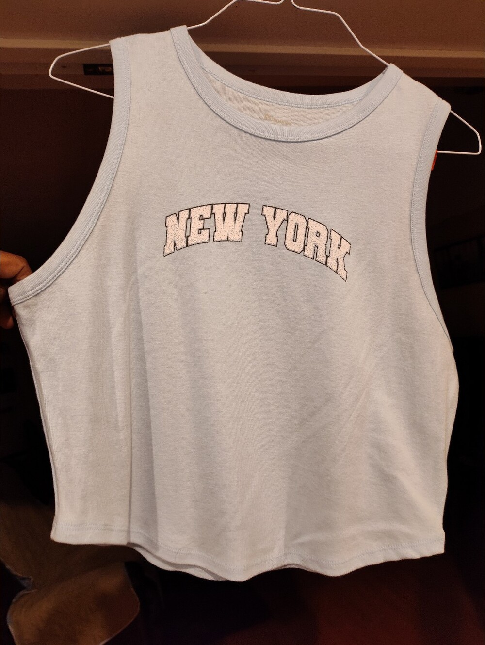 No Boundaries Light Blue 'NEW YORK' Cropped Tank Top